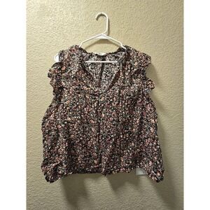 BB Dakota Lightweight Blouse Shortsleeve Steve Madden Ditsy Top Floral Print XXL